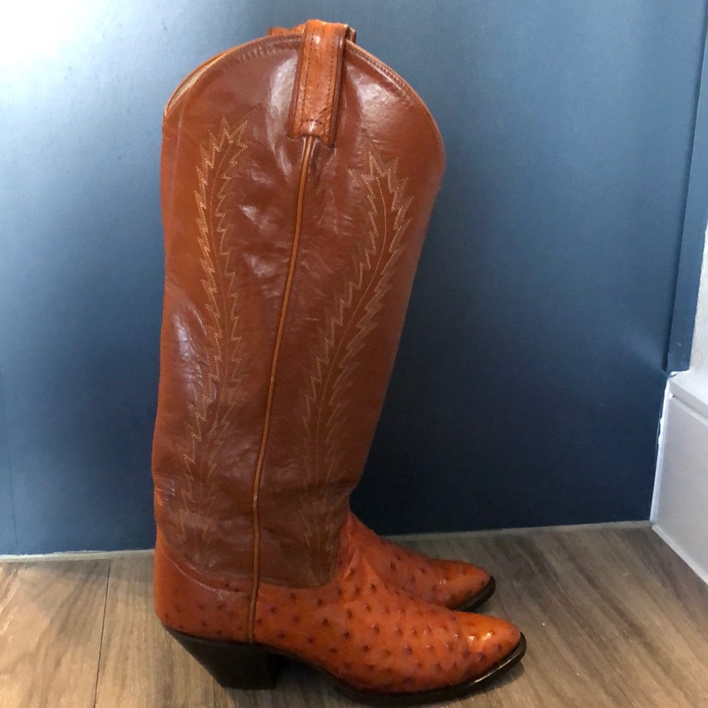 Larry Mahan Vintage Western Full Quill Ostrich Boots - Picture 3 of 15